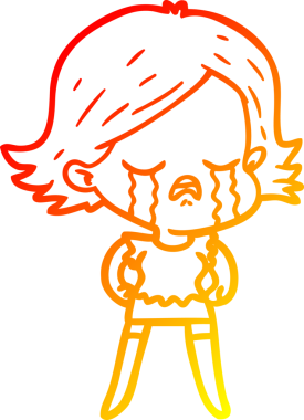 Bir insan tarafından çizilmiş ağlayan çizgi film kızı çizimi.