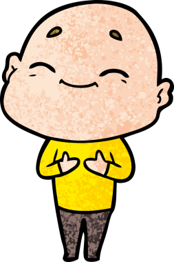 Bir insan tarafından çizilmiş mutlu, kel adam.