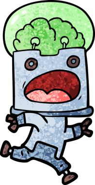 Bir insan tarafından çizilmiş çizgi film robotu