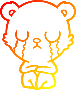 Bir insan tarafından çizilen ağlayan çizgi film ayısının sıcak çizgi çizgisi.