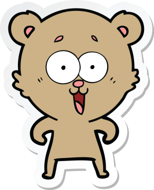 Bir insan tarafından çizilmiş gülen oyuncak ayının çıkartması.