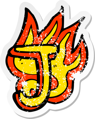 Bir insan tarafından çizilmiş yanan bir karikatürün gerilimli yapıştırması.