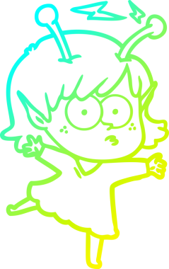 Bir insan tarafından çizilmiş bir uzaylı kız çizgi filmi.