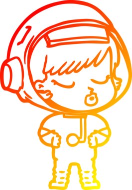 Bir insan tarafından çizilmiş güzel astronot bir kızın sıcak çizgi çizimi