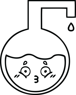 Bir insan tarafından çizilmiş bir bilim deneyinin çizgi çizimi