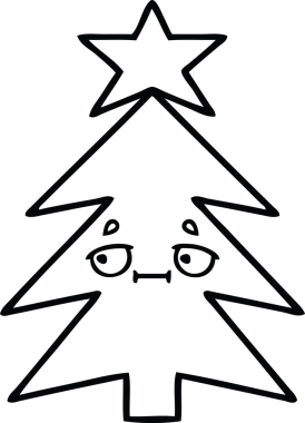 Bir insan tarafından çizilmiş bir noel ağacının çizgi çizimi