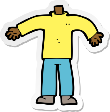 Bir insan tarafından çizilmiş karikatür erkek vücudunun çıkartması.