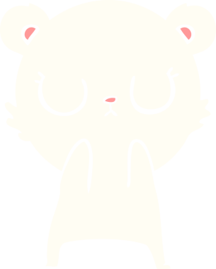 Bir insan tarafından çizilmiş düz renkli karikatür kutup ayısı.