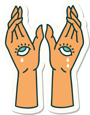 Bir insan tarafından çizilmiş geleneksel mistik eller stili dövme çıkartması.