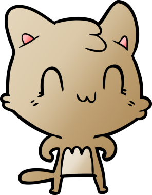 Bir insan tarafından çizilmiş mutlu bir kedi.