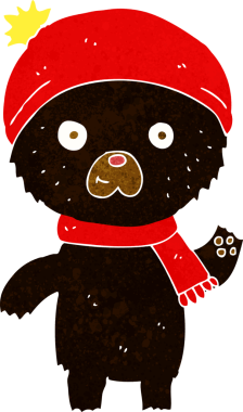 Bir insan tarafından çizilmiş siyah ayı sallayan çizgi film.