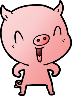 Bir insan tarafından çizilmiş mutlu çizgi film domuzu.