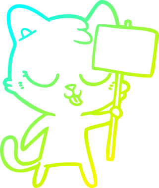 Bir insan tarafından çizilen çizgi film kedisinin soğuk gradyan çizgisi.