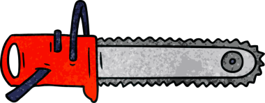 Bir insan tarafından çizilmiş zincir testere için el yapımı karikatür.