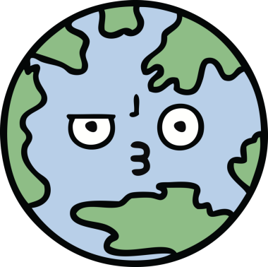 Bir insan tarafından çizilmiş şirin bir dünya karikatürü.