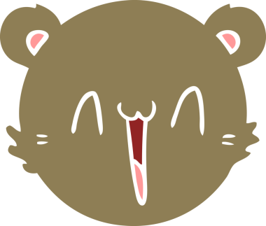 Sevimli düz renkli çizgi film ayıcık yüzü bir insan tarafından çizilmiş.