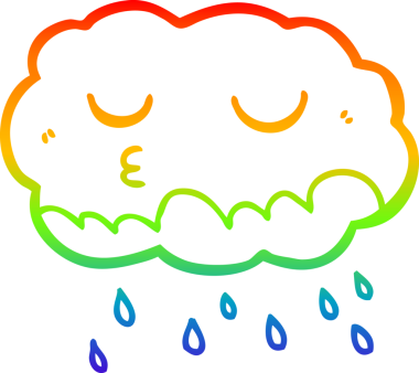 Bir insan tarafından çizilen yağmur bulutunun gökkuşağı gradyanı çizimi