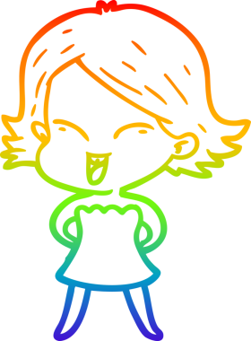 gökkuşağı gradyan çizimi mutlu bir çizgi film kızı bir insan tarafından çizildi