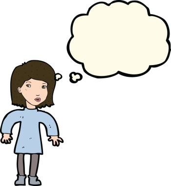 Bir insan tarafından çizilmiş, düşünceli, dikkatli bir kadın çizgi filmi.