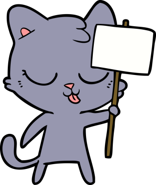 Bir insan tarafından çizilmiş çizgi film kedisi.