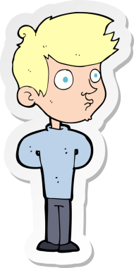 Bir insan tarafından çizilmiş çizgi film çocuğu çıkartması.