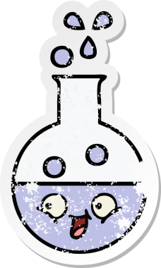 Bir insan tarafından çizilmiş şirin bir çizgi film test tüpünün sıkıntılı çıkartması.