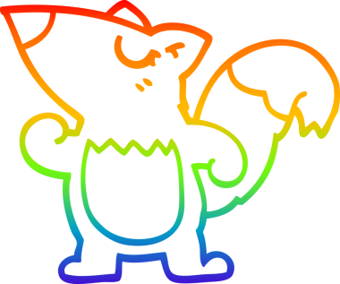 Gökkuşağı gradyan çizgi çizimi bir insan tarafından çizilmiş bir sincap