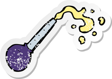 Bir insan tarafından çizilmiş karikatür pipetinin gerilimli retro etiketi