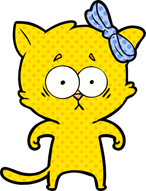 Bir insan tarafından çizilmiş çizgi film kedisi.