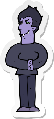 Bir insan tarafından çizilmiş bir vampirin çıkartması.