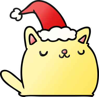 Bir insan tarafından çizilmiş kawaii kedisinin el çizimi gradyan çizgi filmi.