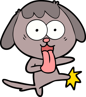 Bir insan tarafından çizilmiş şirin bir çizgi film köpeği.