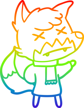 Gökkuşağı gradyan çizgi çizimi Bir insan tarafından çizilmiş ölü tilki