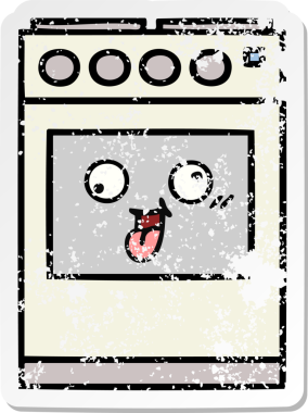 Bir insan tarafından çizilmiş şirin bir mutfak fırınının sıkıntılı çıkartması.