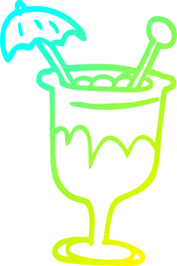 Bir insan tarafından çizilmiş tropik bir karikatürün soğuk gradyan çizimi