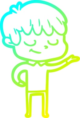 Bir çizgi film karakteri çizen soğuk çizgi bir insan tarafından çizilmiş mutlu çocuk.