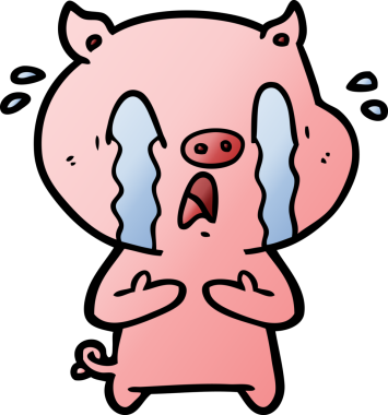 Bir insan tarafından çizilmiş ağlayan domuz çizgi filmi.