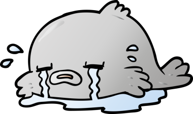 Bir insan tarafından çizilmiş ağlayan balık çizgi filmi.