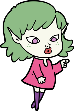 Bir insan tarafından çizilmiş çizgi film elf kızı.