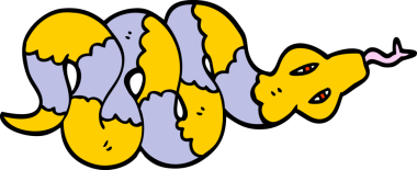 İnsan eliyle çizilmiş karikatür tarzı zehirli yılan resmi.