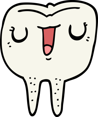 Bir insan tarafından çizilmiş mutlu bir diş.