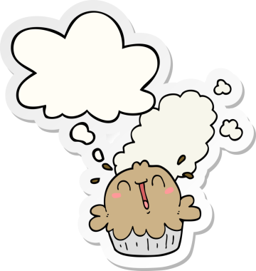 Düşünce baloncuklu tatlı çizgi film turtası insan tarafından çizilmiş bir çıkartma gibi.