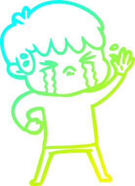 Bir insan tarafından çizilmiş ağlayan çizgi film çocuğu çizimi.