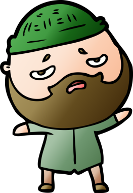 Bir insan tarafından çizilmiş sakallı endişeli bir adam.