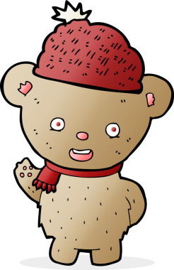 Bir insan tarafından çizilmiş şapkalı çizgi film ayısı.