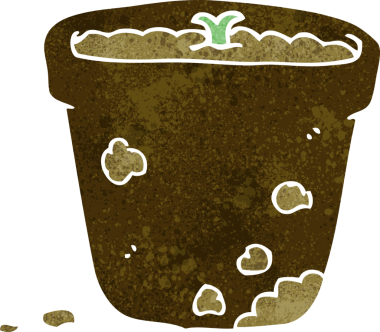 Bir insan tarafından çizilmiş çiçek saksısı.