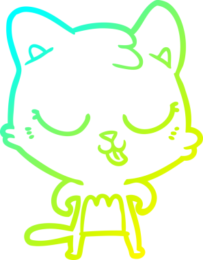 Bir insan tarafından çizilen çizgi film kedisinin soğuk gradyan çizgisi.