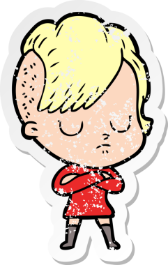 Bir insan tarafından çizilmiş karikatür bir kadının sıkıntılı çıkartması.