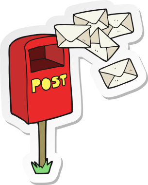 Bir insan tarafından çizilmiş karikatür posta kutusunun etiketi.