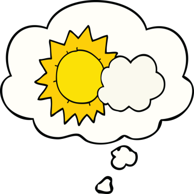 Bir insan tarafından çizilmiş düşünce baloncuklu karikatür havası